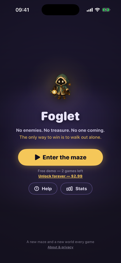 Foglet main menu