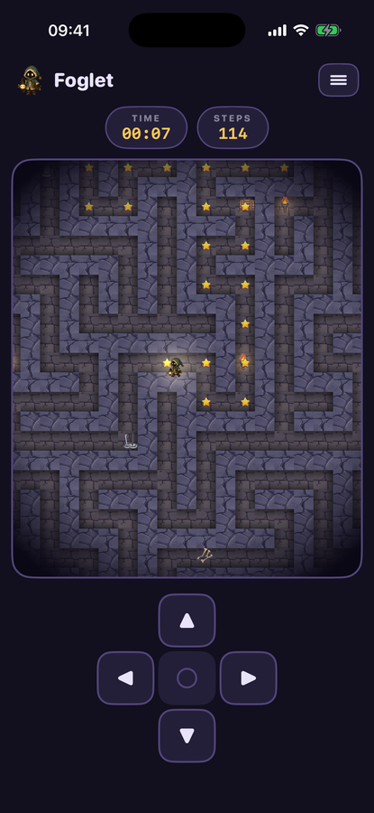 Foglet gameplay: a maze hidden in fog
